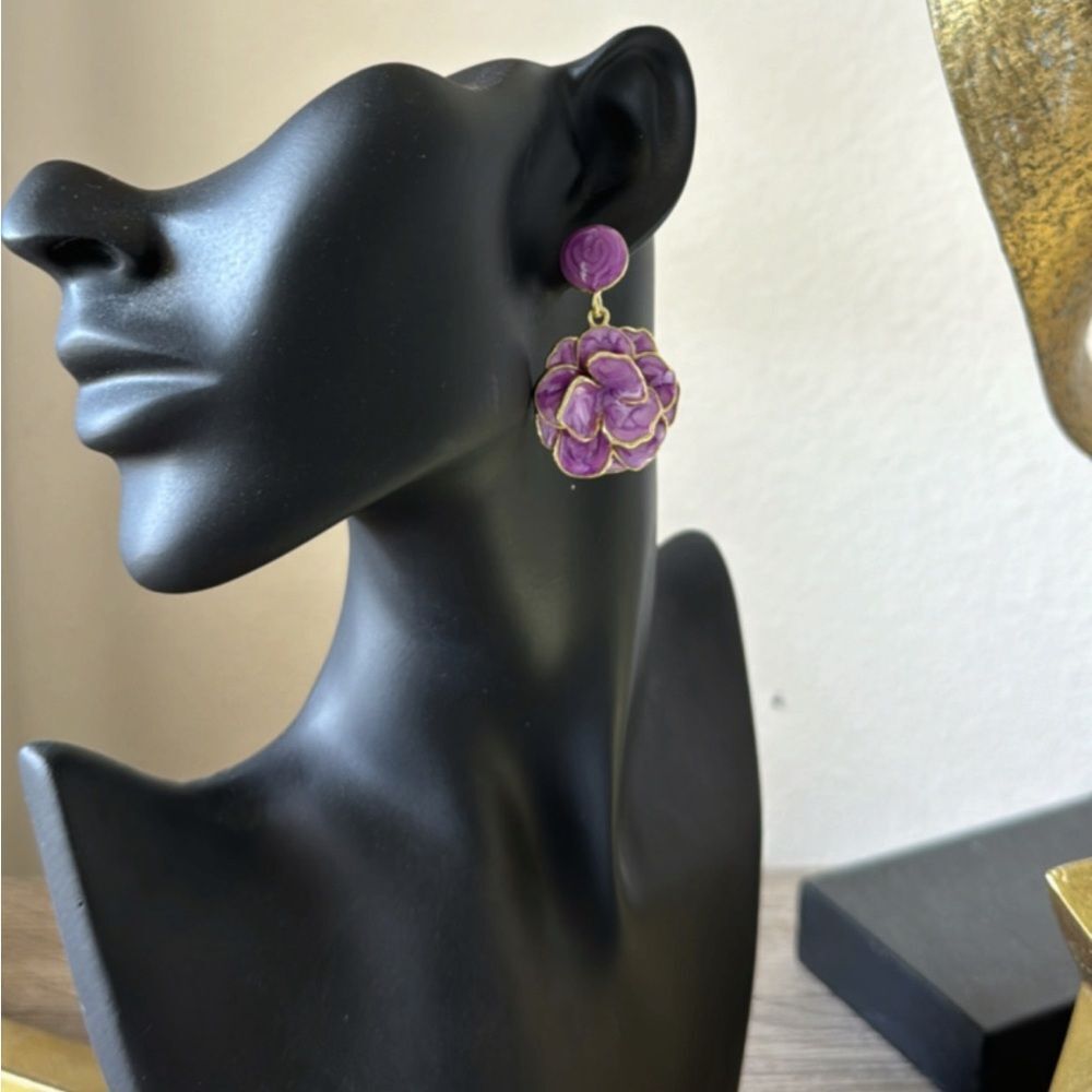 Anthropologie Purple and Gold Statement Earrings